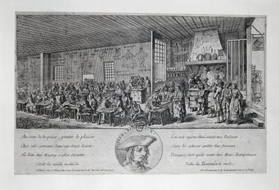 Cabaret du Tambour Royal af Jean Ramponneau (1724-1802), gravering. Frankrig af French School