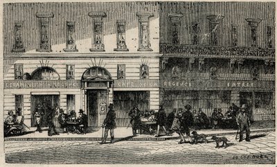 Cafe de la Regence de la Place du Palais-Royal i Paris i det 19. århundrede - Indgravering i "Tableau-de-Paris" af Edmond Texier 1852 af French School