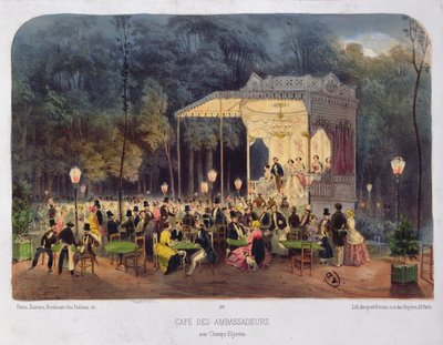 Cafe des Ambassadeurs, Champs-Elysees, ca. 1850 af French School