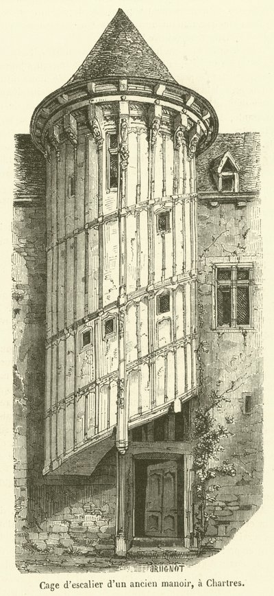 Trappeopgang i et gammelt palæ i Chartres (gravering) af French School