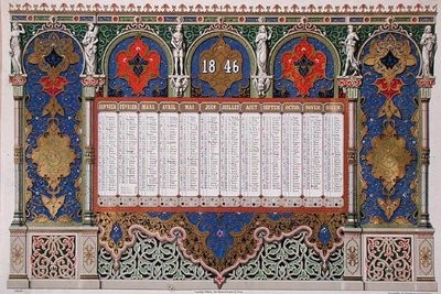 Kalender for 1846, ca. 1845 (farve litho) af French School