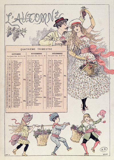 Kalender for efteråret 1886, c.1885 af French School