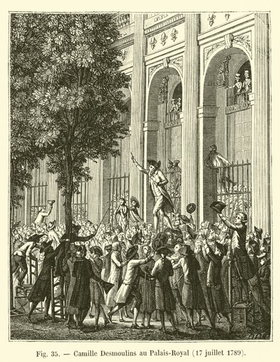 Camille Desmoulins på Palais-Royal, 17. juli 1789 af French School
