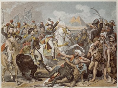 Kampagne (Ekspedition) af Egypten (1798-1801): Napoleon i slaget ved pyramiderne (21. juli af French School