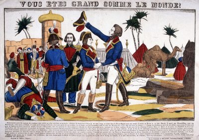 Kampagne (Ekspedition) af Egypten (1798-1801) ledet af Napoleon Bonaparte i 1799. Billede af Epinal af French School
