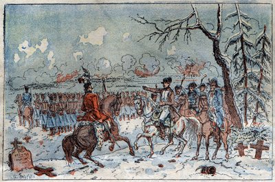 Preussens og Polens kampagne (1806-1807): "" Napoleon I (1769-1821) på slagmarken ved Eylau den 08/02/1807 beordrede Murat til at afvise det russiske kavaleri. Indgravering af det 19. århundrede. af French School