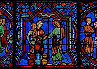 Kana Ægteskab: Kristus forvandler vandet til vin (w30a) af French School