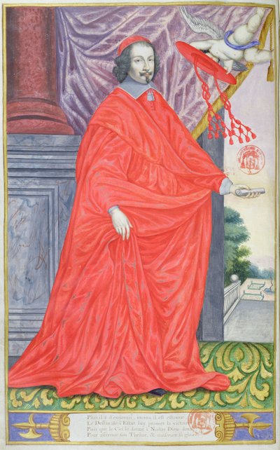Kardinal Mazarin, illustration fra The Panegyrics of the Illustrious Men of Our Century af Puget de la Serre, 1655 af French School