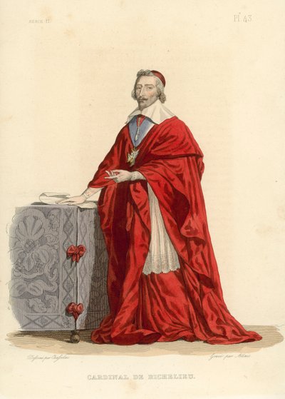 Cardinal de Richelieu (farvet gravering) af French School