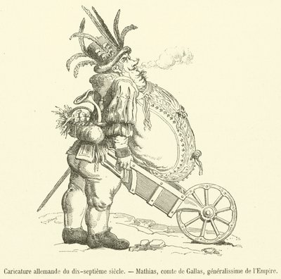 Tysk karikatur fra det syttende århundrede, Mathias, greve af Gallas, Generalissimo of the Empire (gravering) af French School