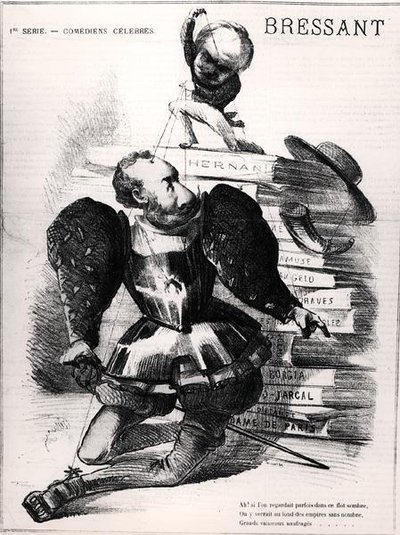 Karikatur af Jean Baptiste Francois Bressant (1815-86) som Don Carlos i 