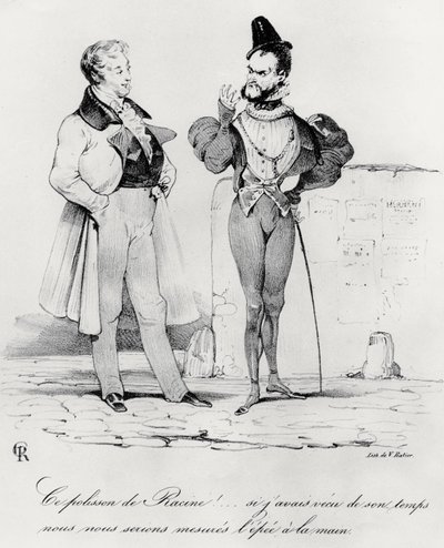 Karikatur af de romantiske dramaer på Hernanis tid af Victor Hugo 1802-85) (1829) af French School