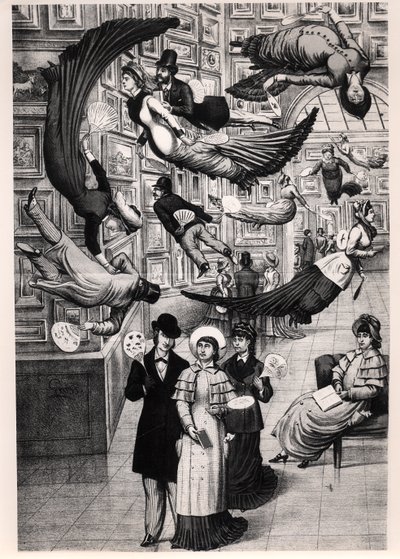 Karikatur af besøgende til Paris Salon i 1880 af French School