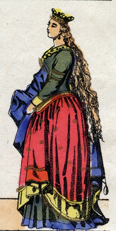 Karolingiske dynasti: Portræt af Judith af Baviere (805-843) Dronning af Francs-konen af Ludvig 1. kaldte den fromme eller "" Debonnaire"" (778-840). Epinal billeddannelse fra slutningen af det 19. århundrede. Privat samling. af French School