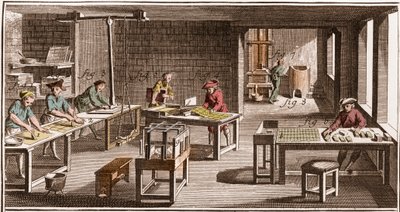 Cartier - Fremstilling af spillekort - "" The Grande Encyclopedia, eller Dictionnaire Raisonne des Sciences, des Arts et des Metiers"" (Encyclopedia or Dictionary of the Sciences, Arts and Professions) af Denis Diderot (1713-1784) og Jean d