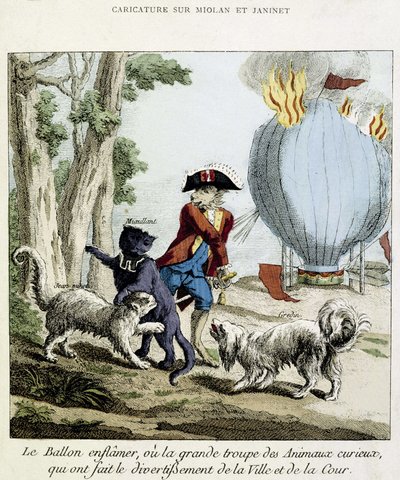 Tegnefilm på bålet af Miolan og Janinets ballon, 11. juli af French School