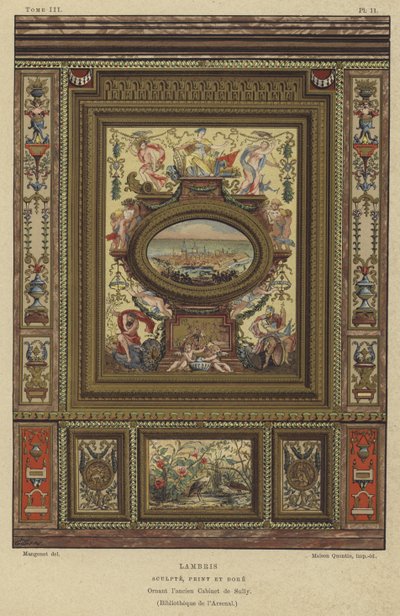 Udskåret, malet og forgyldt panel af French School