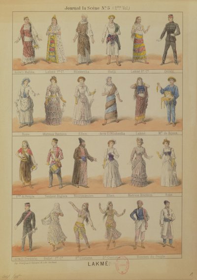 Rollebesætning af karakterer fra operaen Lakme af Leo Delibes (1861-91) af French School