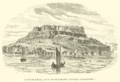 Castle-Reef Rock, på kysten af ​​Labrador, Nordamerika (gravering) af French School