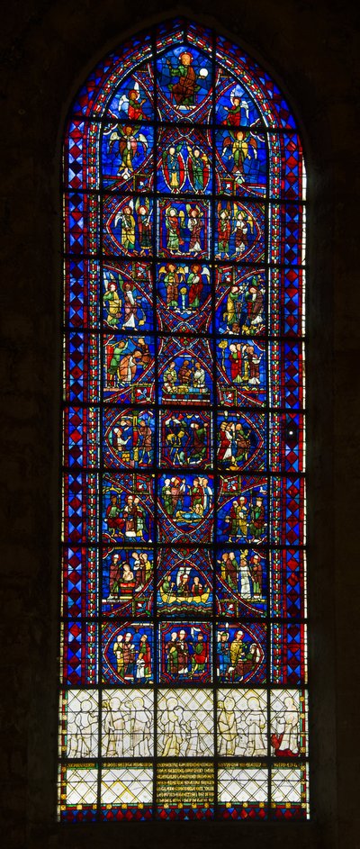 Cathedral of Chartres, farvet glas: liv af apollinær helgen og kor af engle af French School