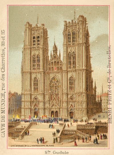 St Michael and St Gudula Cathedral, Bruxelles (chromolitho) af French School