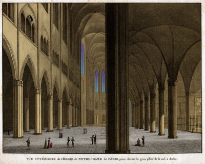 Notre-Dame de Paris katedral. (gravering, ca. 1850) af French School