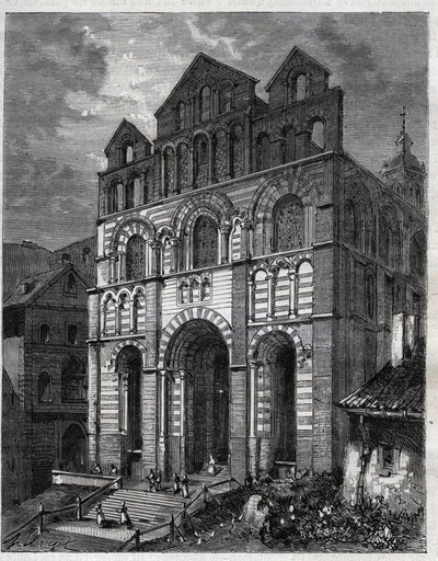 Vor Frue Katedral af Bebudelsen af ​​Puy en Velay (Puy-en-Velay) - indgravering i "La France illustrée: geografi, historie, statistisk administration" af V.-A. Malt brun. 1884 af French School