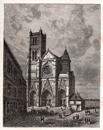 Cathedrale Saint-Etienne de Meaux - Seine-et-Marne - indgravering i "La France illustrée: geografi, historie, statistisk administration" af V.A. Malt-Brown. 1884 af French School