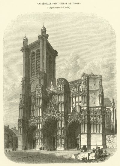 Cathedrale Saint-Pierre de Troyes, Department of Aube (gravering) af French School