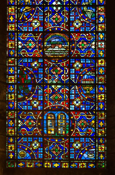 Cathedrale de chartres, detalje af fredens farvede glas af French School