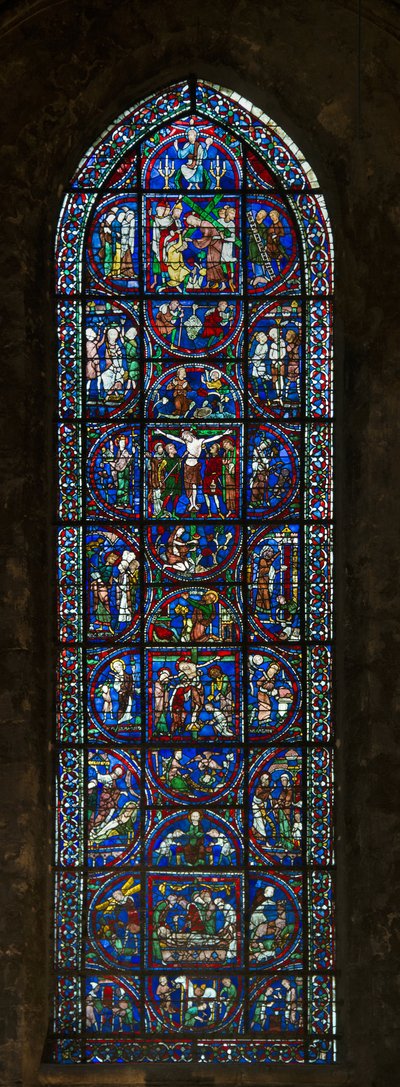 Cathedrale de chartres, farvet glas: typologi lidenskab af French School