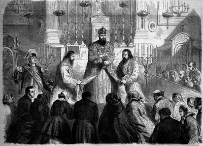 Katolsk ritus - Messe - 26. januar 1860: Celebre messe ifølge den armenske ritual af mechitaristernes overordnede i kirken Notre Dame des Victoires, Paris. Indgravering i "" Le Monde Illustré"" nr. 147 af 4. februar 1860. af French School