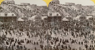 Fest i Montmartre, Paris, stereoskopisk udsigt, ca. 1860 af French School