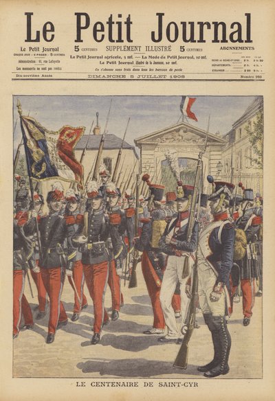Hundredåret for oprettelsen af det franske militærakademi i Saint-Cyr, Paris (farve litho) af French School
