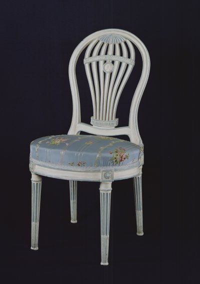 Stol med ryg i form af en Montgolfiere, 1700-tallet (malet træ og silke) af French School