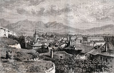 Chambery - Savoie - indgravering i "La France illustree: geografi, historie, statistisk administration" af V.A. Malt-brun. 1884 af French School
