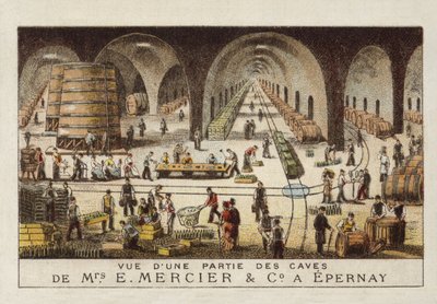 Champagnekældre hos E Mercier & Co, Epernay, Frankrig af French School