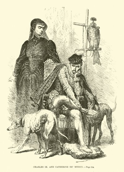 Charles IX og Catherine de Medici af French School