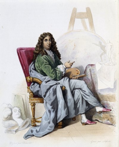 Charles Lebrun (Le Brun) (1619-1690) fransk maler og dekoratør - i "" Le Plutarque francais"", af Mennechet, Paris af French School