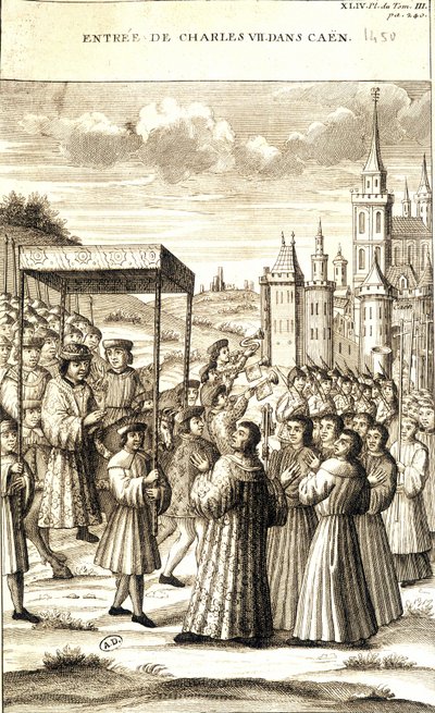 Charles VII gik ind i Caen i 1450. af French School