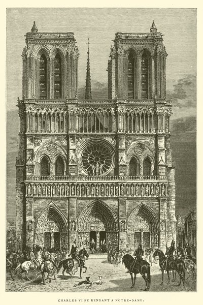 Charles VI tager til Notre-Dame (gravering) af French School