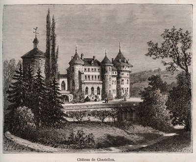 Chateau de Chastellux - Chastellux sur cure, Bourgogne - indgravering i "La France illustree: geografi, historie, statistisk administration" af V.-A. Malt-brun. 1884 af French School