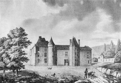 Chateau de Montaigne, Dordogne (gravering) af French School