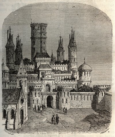 Chateau de Montlhery - slotfort i Montlhery kommune, i det antikke land Hurepoix - gravering i "Histoire de France" af Victor Duruy (1811-1894) - 1882 af French School