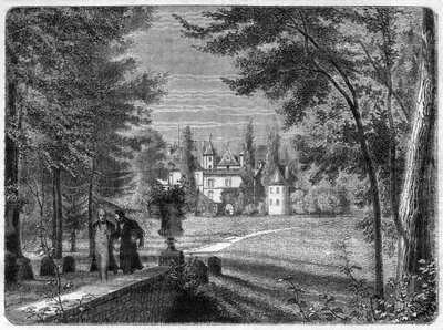 Chateau de Savigny-sur-Orge (Savigny sur Orge) residens af Louis, Nicolas DAVOUT (1770 - 1823) Marshal of the Empire - i "History of the Empire following the history of the consulat"" af Adolphe Thiers -1879 - privat samling af French School