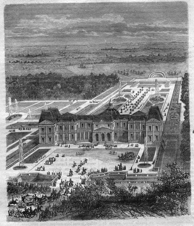 Chateau de Vaux Le Vicomte (Vaux-Le-Vicomte) af Nicolas Fouquet (1615-1680), Viscount de Melun og de Vaux Superintendent of Finance of Louis XIV. Indgravering i "Historien om paver-konger-dronninger og kejsere gennem århundrederne"" af Maurice Lachatre af French School