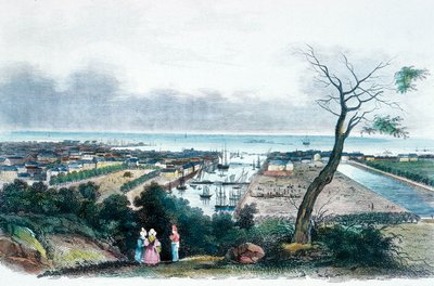 Cherbourg, Normandiet (farvegravering) af French School