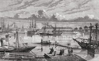 Cherbourg i det 18. århundrede, indgraveret af Le Breton efter Pibaraud, fra 