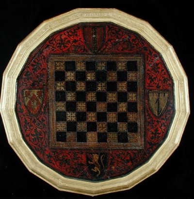 Skakbræt med fire våbenskjolde, c.1400-30 af French School