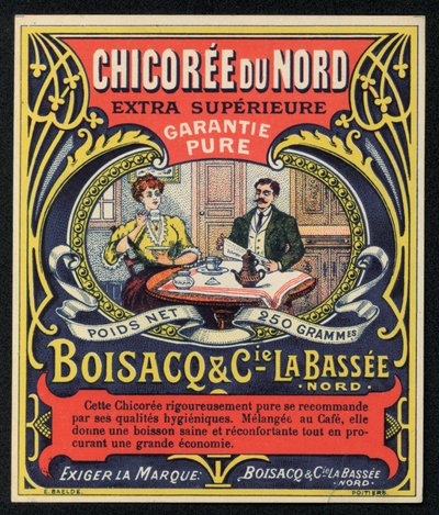 Chicoree du Nord, Boisacq og Cie la Bassee, reklame (farve litho) af French School